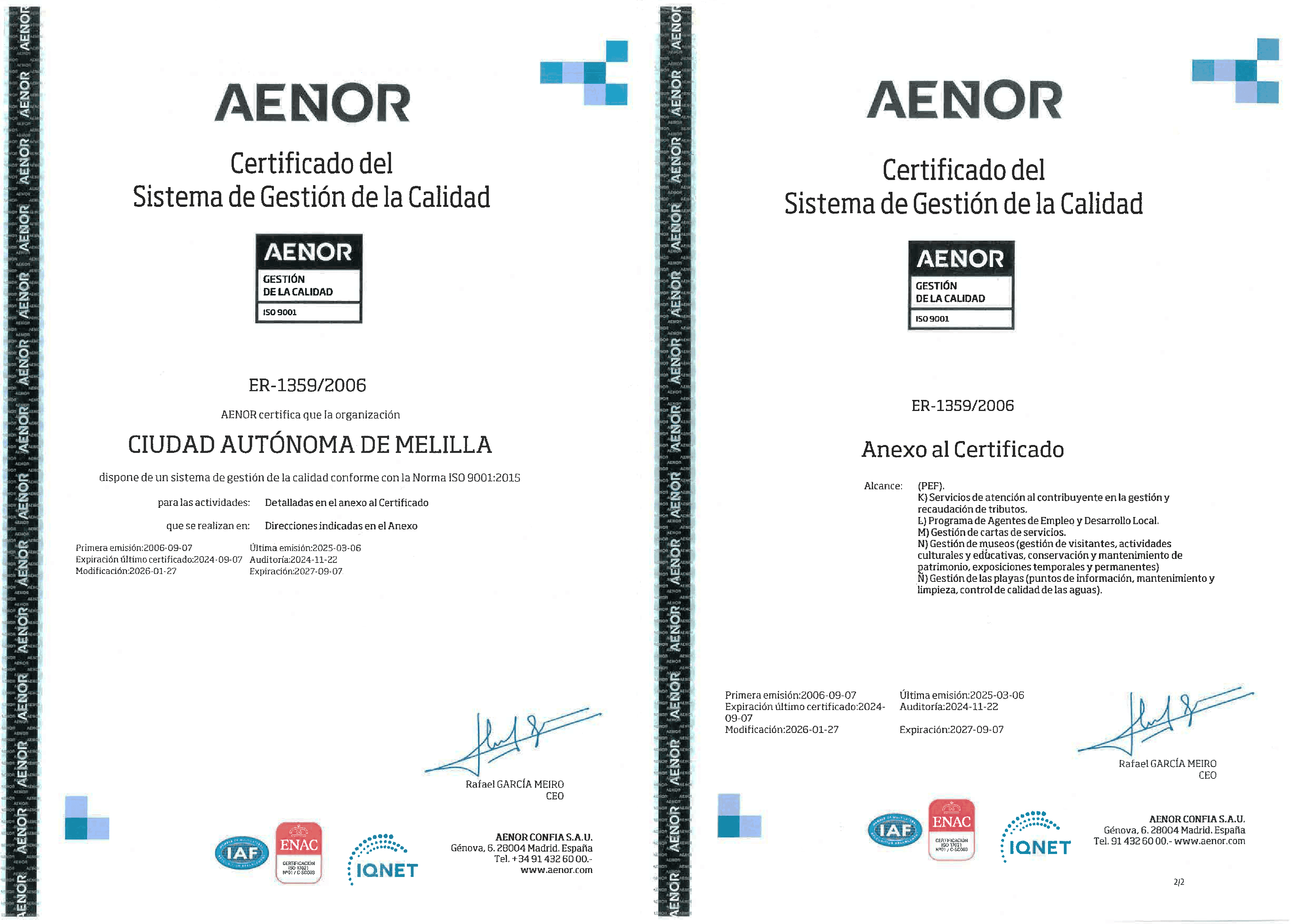 Certificación ISO 9001 AENOR